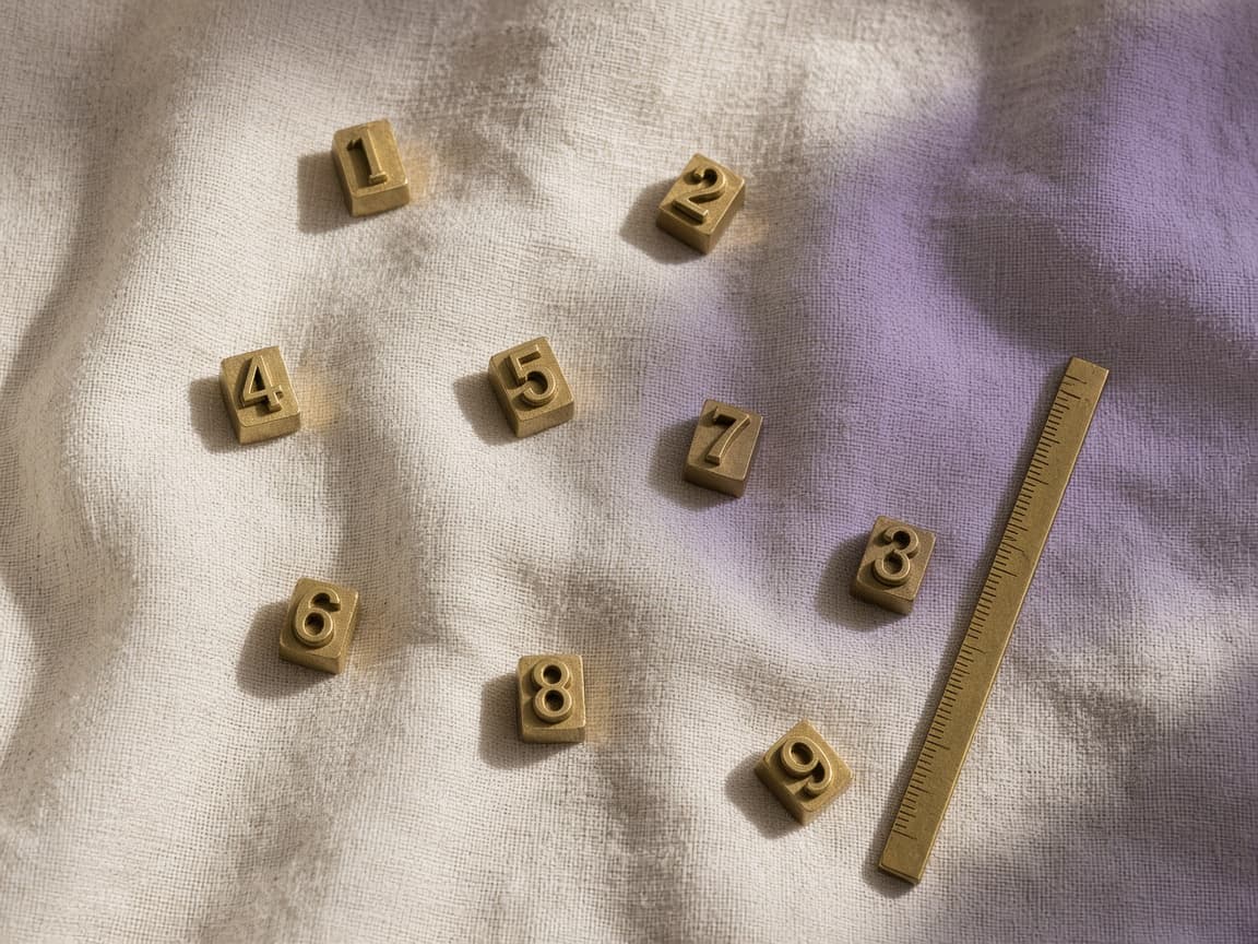 Brass number stamps on linen